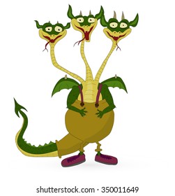 Happy three headed dragon on a white background Vector
