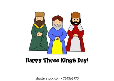 happy three kings day card. vector. editable