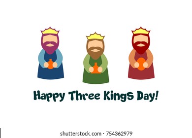 happy three kings day card. vector. editable
