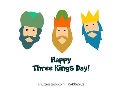 happy three kings day card. vector. editable
