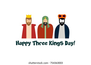 happy three kings day card. vector. editable