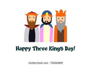 happy three kings day card. vector. editable