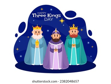 Happy Three Kings Day Vector Illustration to Faith on the Divinity of Jesus Since His Coming to the World in Epiphany Christian Festival Background