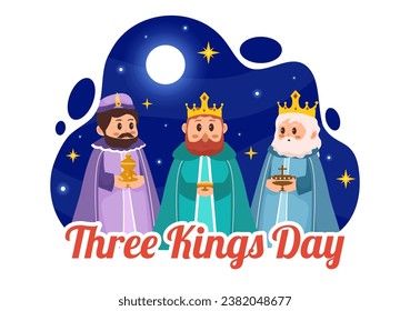 Happy Three Kings Day Vector Illustration to Faith on the Divinity of Jesus Since His Coming to the World in Epiphany Christian Festival Background