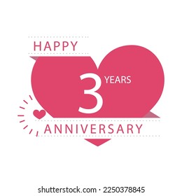 Happy Three Years Anniversary Love Celebration Vector