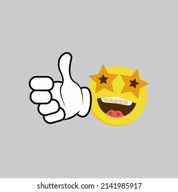 happy and thumbs up emoticon vector illustration. simple flat for logo icon.