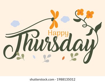 happy thursday handwritten floral illustrations decorated design