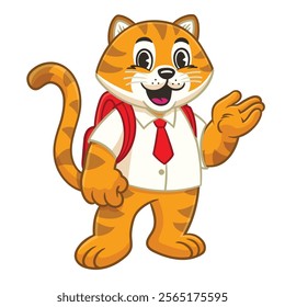 Happy Tiger Student Mascot Character