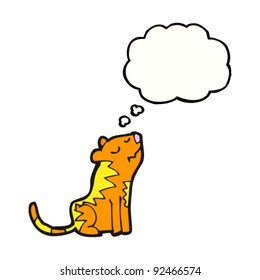 happy tiger with thought bubble cartoon