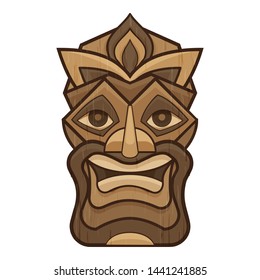 Happy tiki idol icon. Cartoon of happy tiki idol vector icon for web design isolated on white background