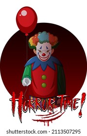 Happy Time badge with creepy clown illustration