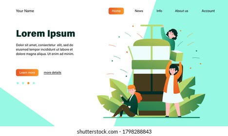 Gente pequeña feliz haciendo café en la prensa francesa. Azúcar, mañana, aroma de ilustración plana vectorial. Bebidas calientes y concepto de descanso de café para banner, diseño de sitio web o página web de aterrizaje
