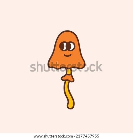 Happy toadstool mushroom. Cartoon vector illustration. Colorful design element or icon