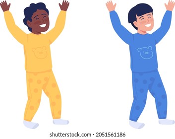 Happy toddler semi flat color vector character set. Standing figures. Full body people on white. Family members isolated modern cartoon style illustration for graphic design and animation pack