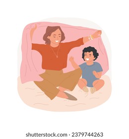 Happy together isolated cartoon vector illustration. Teenager mother playing with toddler, girl having children early, adolescent parents, mom and son playing together vector cartoon.