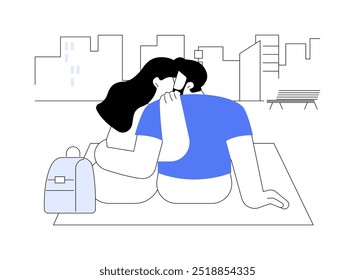 Happy together isolated cartoon vector illustrations. Happy boy kisses her girlfriend, leisure time together, university student first love, mutual feeling, romantic relationship vector cartoon.