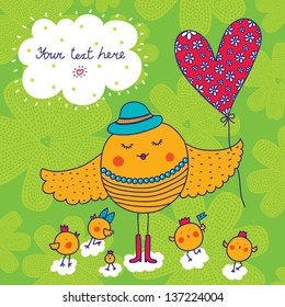 Happy together.Cute postcard.