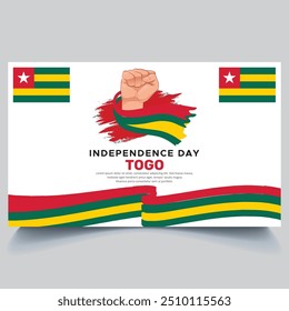 Happy Togo independence Day Banner and hand flag design vector