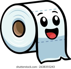 Happy toilet paper roll character