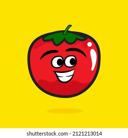 happy tomato cartoon character colorful illustration
