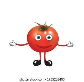 Happy tomato character cartoon. vector
