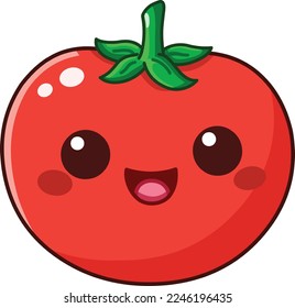 Happy tomato character in a kawaii style