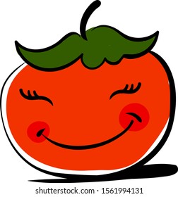 Tomate feliz, ilustración, vector sobre fondo blanco.