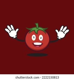 ilustración de dibujos animados de la mascota vector del tomate feliz.