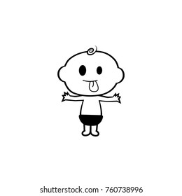 happy tongue out baby boy icon. Baby element icon. Premium quality graphic design icon. Signs, outline symbols collection icon for websites, web design, mobile app, info graphics on white background