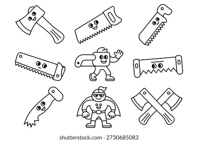 Herramientas felices y dibujos animados de superhéroes