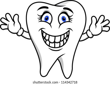 Happy tooth cartoon