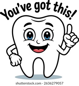 Happy tooth cartoon character vector illustration