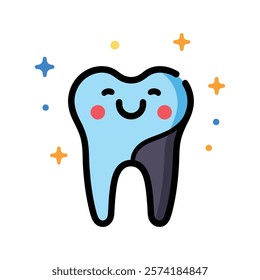 Happy Tooth with Cavity Needs Dental Care