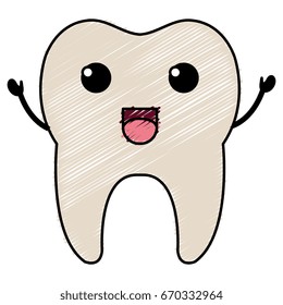 happy tooth character isolated icon