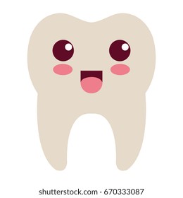 happy tooth character isolated icon