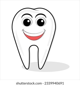 Happy tooth character vector illustration. can be used for illustration of dental health and oral examination of teeth.