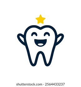 happy tooth dental healthcare dentist care logo vector illustration template design