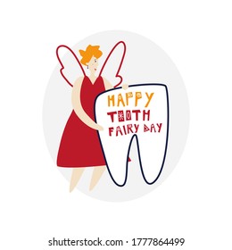 Happy Tooth Fairy Day. Greeting Card. Vector Illustration