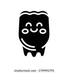 vector de icono del glifo feliz. signo de diente feliz. símbolo de contorno aislado ilustración negra