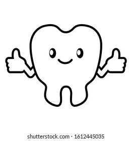 Happy tooth icon shows like. Flat design. Vector illustration
