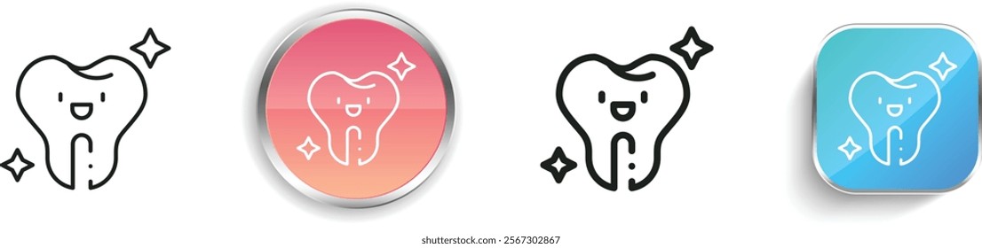 happy tooth icon. Thin Linear, Regular and Button Style Design Isolated On White Background
