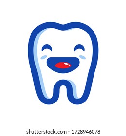Happy tooth with a smiley face on it, cartoon style, healthy tooth