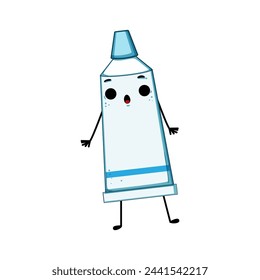happy toothpaste character cartoon. child dentistry, paste mouth, oral floss happy toothpaste character sign. isolated symbol vector illustration