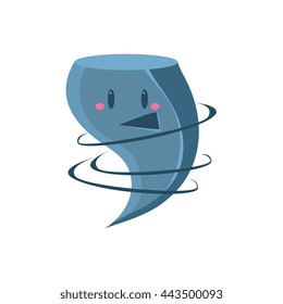 Happy Tornado Character Cute Childish Style Bright Color Design Icon Isolated On White Background