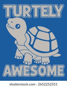 Impressão de Desenho Animado de Tartaruga Feliz para Tees e Merch Estilo Clássico angustiado