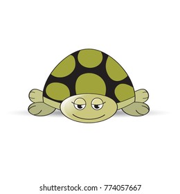 happy tortoise cartoon vector drawing in color 