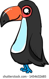 Happy toucan bird, illustration, vector on white background.