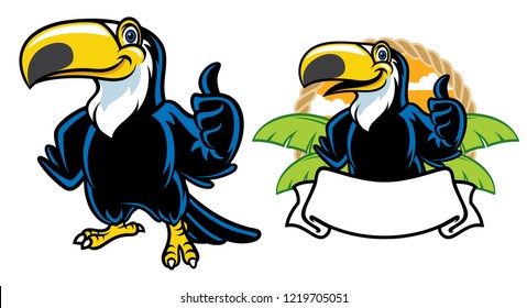 happy toucan cartoon set