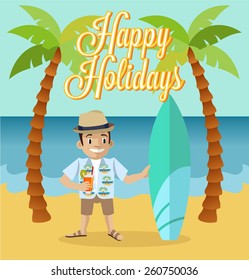 Happy tourist flat illustration 