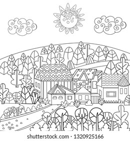 Funny Houses Butterflies Your Coloring Page Stock Vector (Royalty Free ...